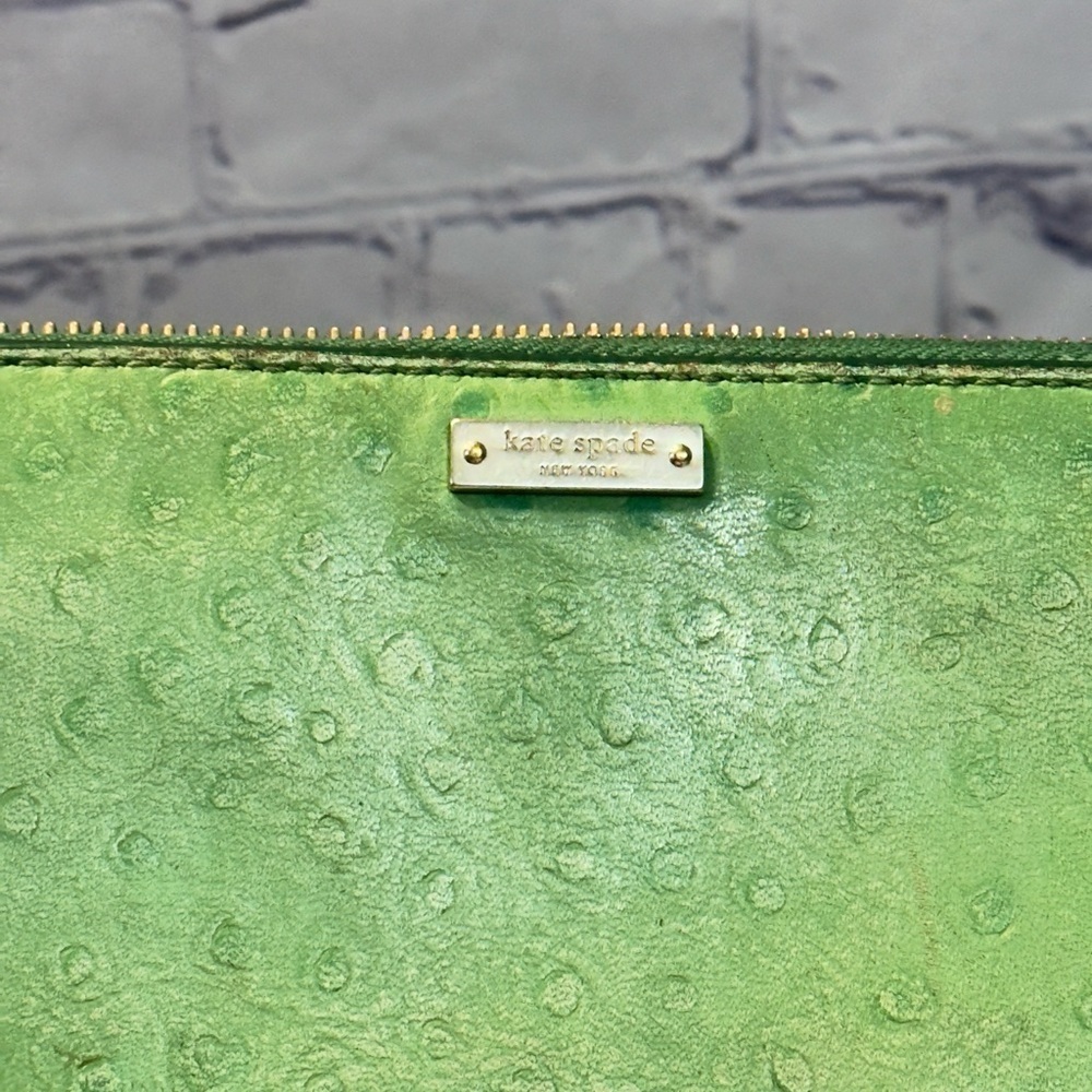 Kate Spade Kelly Green Ostrich Leather wallet - Picture 2 of 10